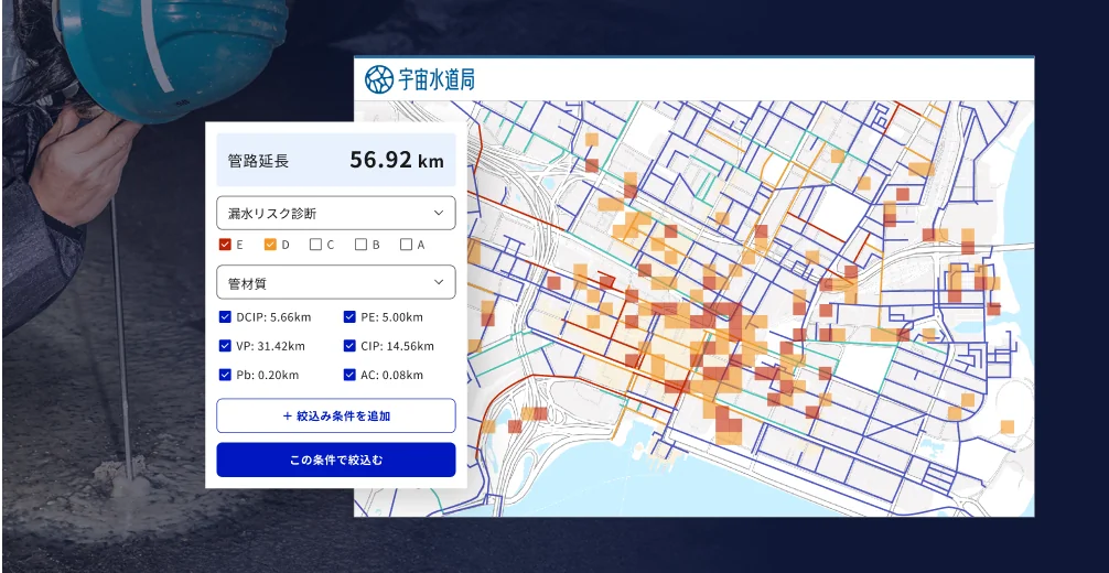 AI管路診断による漏水リスク評価の5段階ダッシュボード表示